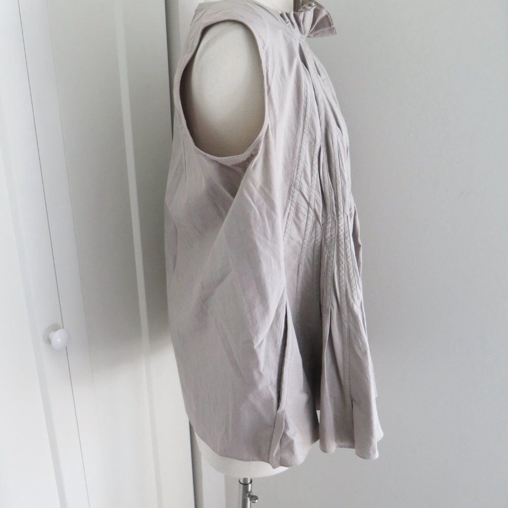 MARNI  Sleeveless Ruched Sleeveless Cotton Top in Taupe Sz 42 - Picture 3 of 7